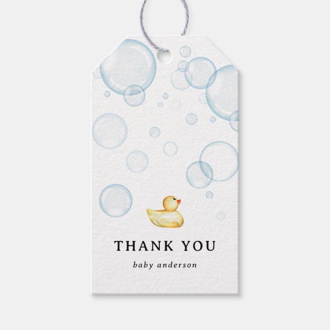 Étiquettes-cadeau Balise Favori de Merci de Baby shower de canard en (Devant)