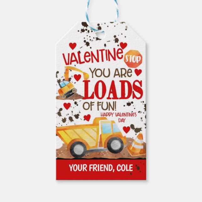 Étiquettes-cadeau Balise Favoris Valentine Dumptruck Favor (Devant)