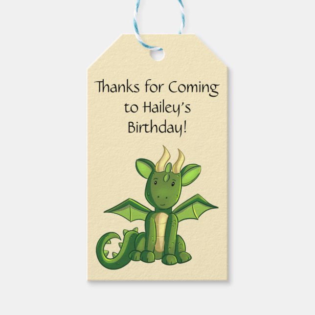 Étiquettes-cadeau Balise Fête d'anniversaire du dragon Favoriser (Devant)