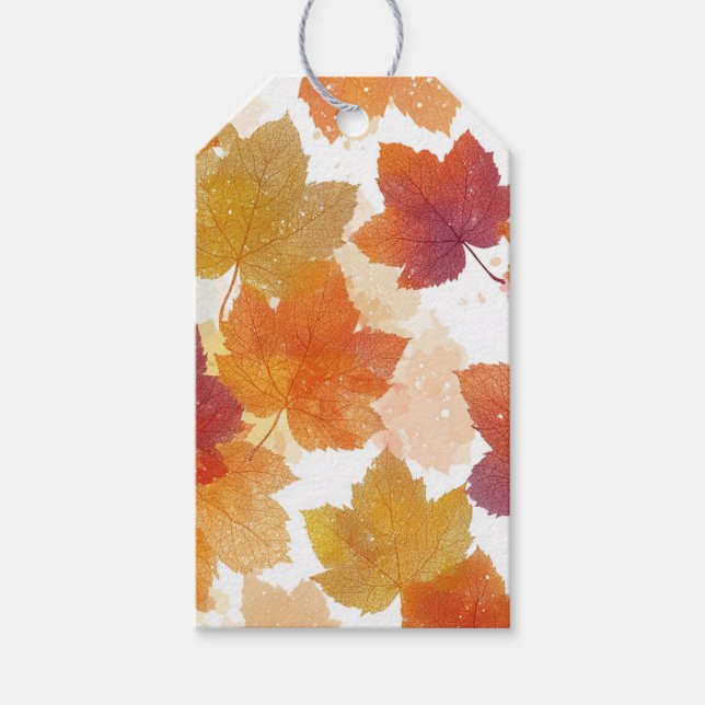 Étiquettes-cadeau Balise Feuilles d'automne rustique | Motif de la f (Devant)
