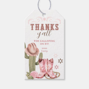 Étiquettes-cadeau Balise Fille Boots Rose Western Favor