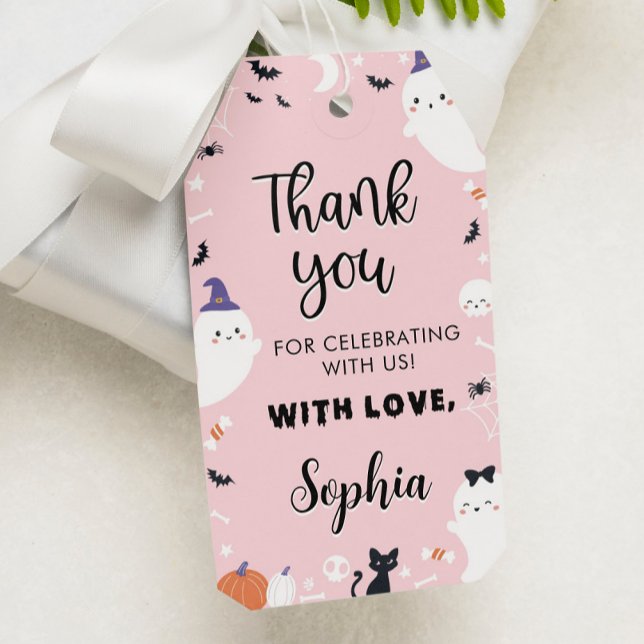 Étiquettes-cadeau Balise Fille Rose Fantôme Anniversaire Merci (Créateur téléchargé)