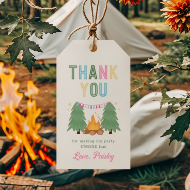 Étiquettes-cadeau Balise Fille's Camping Party Favor (Créateur téléchargé)
