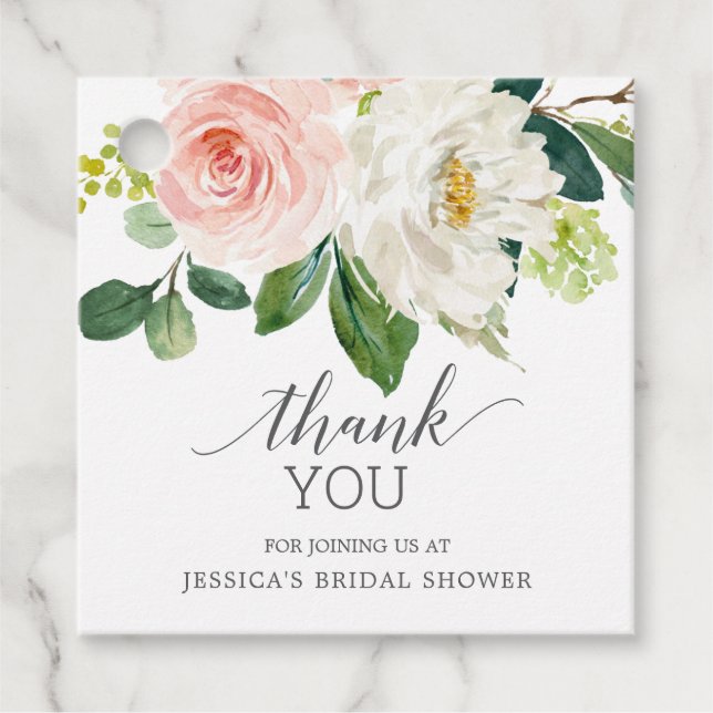 Étiquettes Cadeau Balise Fleur Fête des mariées Merci Favoriser (Devant)