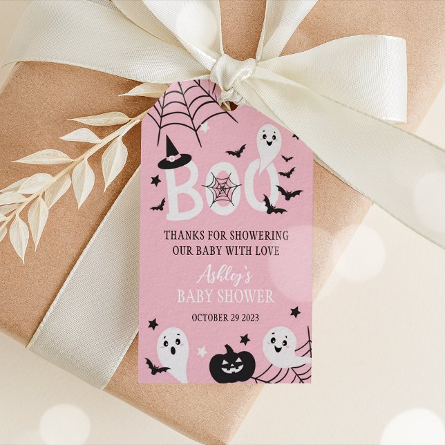 Étiquettes-cadeau Balise Ghost Halloween Baby shower Favoriser Balis (pink Halloween baby shower tags)