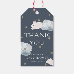 Étiquettes-cadeau Balise GIft Baby shower Bunny Navy en vol