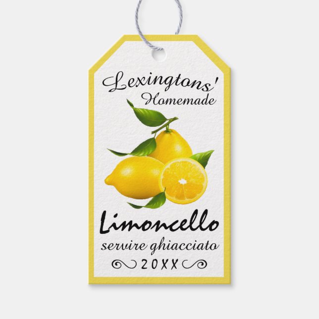 Étiquettes-cadeau Balise Hang de bouteille de Limoncello maison | (Devant)