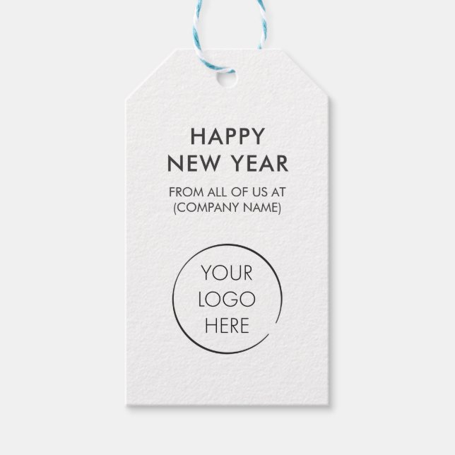 Étiquettes-cadeau Balise Hang Logo Personnalisée, Bonne Année (Devant)