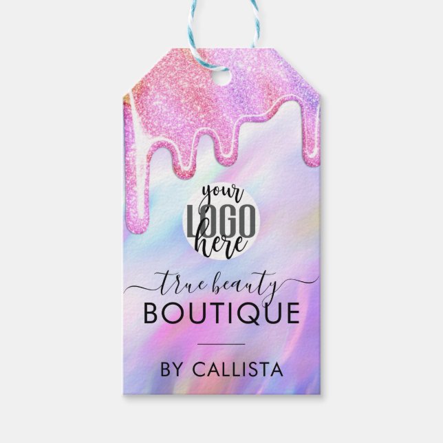 Étiquettes-cadeau Balise Holographique de la Parties scintillant Uni (Devant)