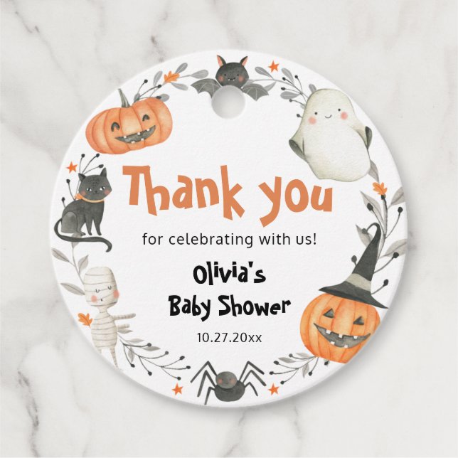 Étiquettes Cadeau Balise Little Boo Halloween Baby shower Favoriser (Devant)