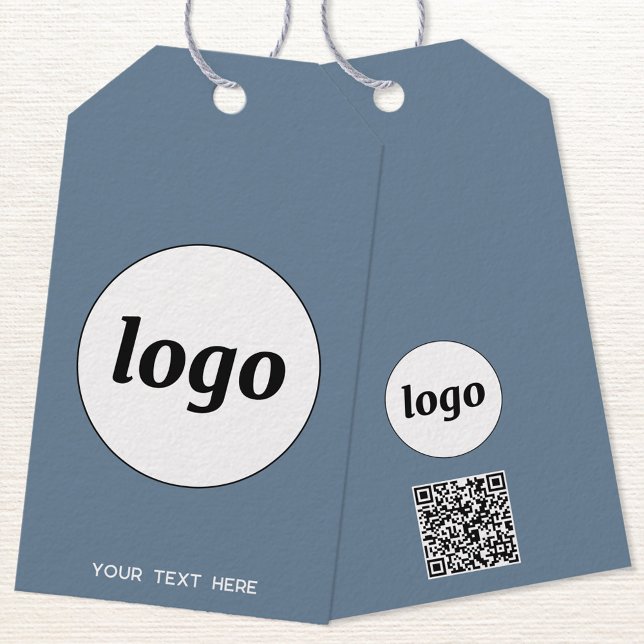 Étiquettes-cadeau Balise Logo QR Code Texte Entreprise Prix du produ (Logo with QR code and custom text business promotional price or product tag)