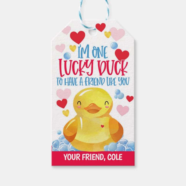 Étiquettes-cadeau Balise Lucky Duck Valentine Favor (Devant)
