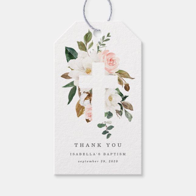 Étiquettes-cadeau Balise Magnolia Baptism Merci (Devant)