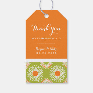 Étiquettes-cadeau Balise Mariage de modèle de fleurs de tournesol or