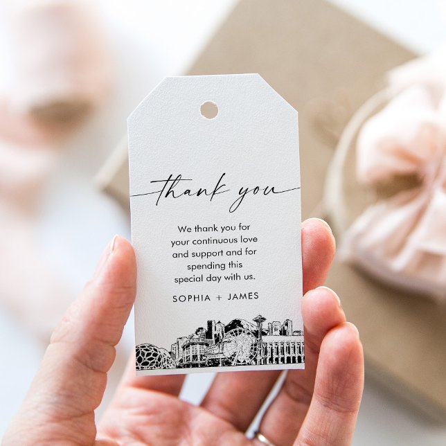 Étiquettes-cadeau Balise Mariage Seattle Skyline Merci Favoriser (Créateur téléchargé)