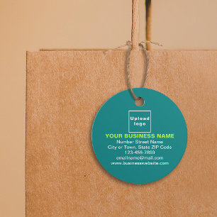 Étiquettes Cadeau Balise Marque commerciale sur le cercle vert Turqu