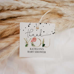 Étiquettes Cadeau Balise Merci Baby shower Flamant rose