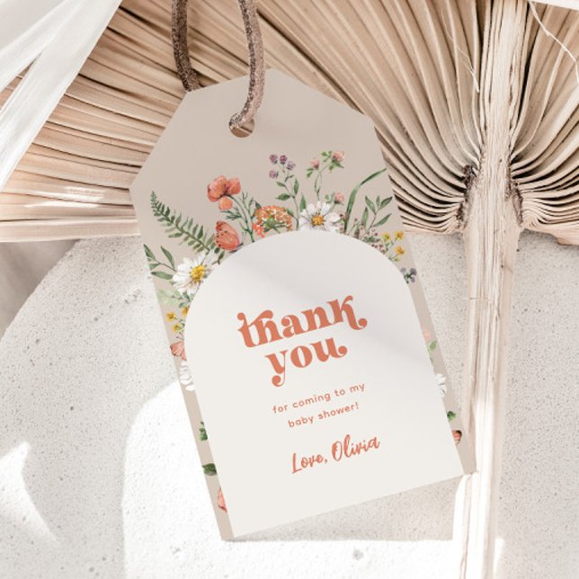 Étiquettes-cadeau Balise Merci Baby shower fleur sauvage (Créateur téléchargé)