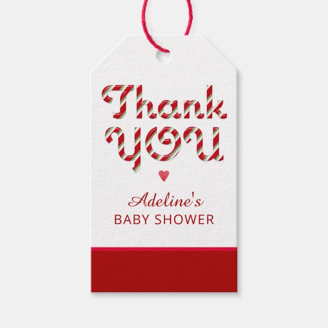 Étiquettes-cadeau Balise Merci Baby shower sucre de canne (Devant)