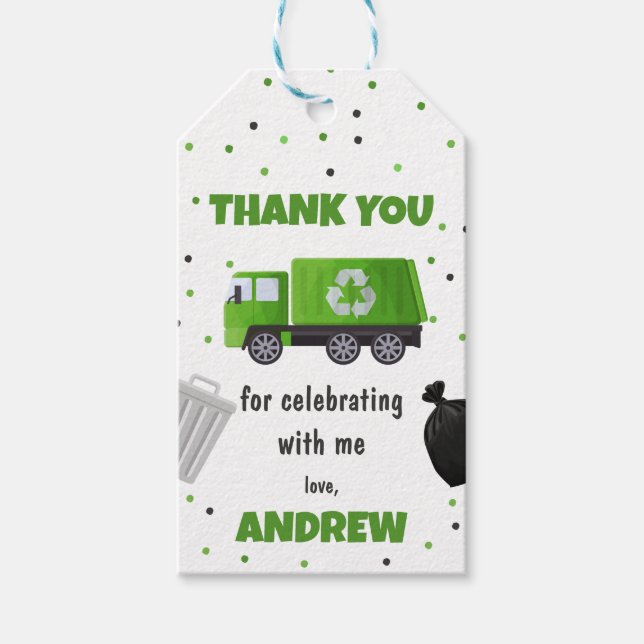 Étiquettes-cadeau Balise Merci d'anniversaire de la poubelle (Devant)