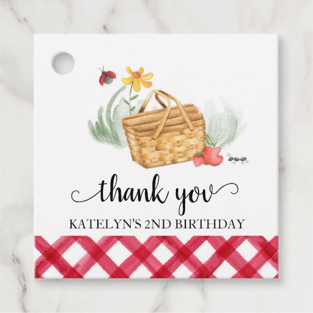 Étiquettes Cadeau Balise Merci d'anniversaire de pique-nique (Devant)