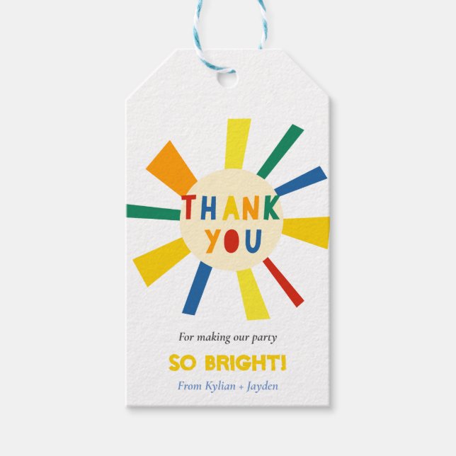 Étiquettes-cadeau Balise Merci d'anniversaire Double the Sunshine Tw (Devant)