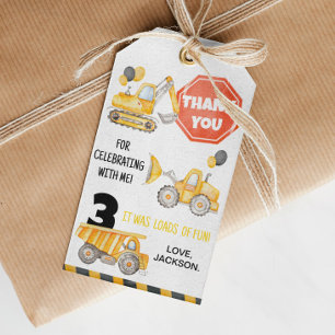 Étiquettes-cadeau Balise Merci de fête d'anniversaire des camions de