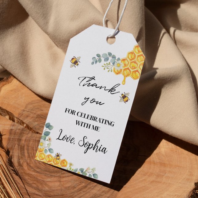 Étiquettes-cadeau Balise Merci de jour d'abeilles Baby shower d'anni (Créateur téléchargé)