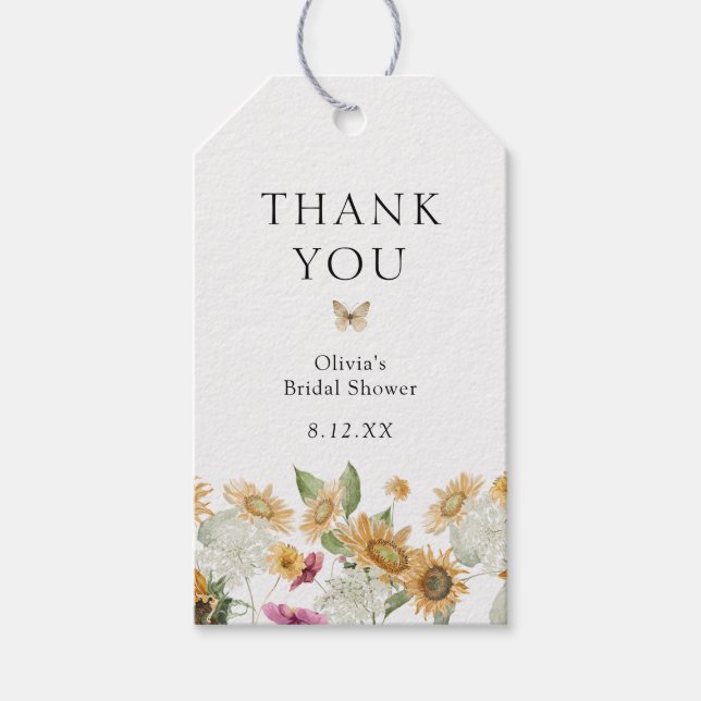 Étiquettes-cadeau Balise Merci de tournesol Favor (Devant)