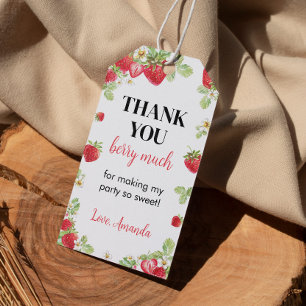 Étiquettes-cadeau Balise Merci fête d'anniversaire fraise