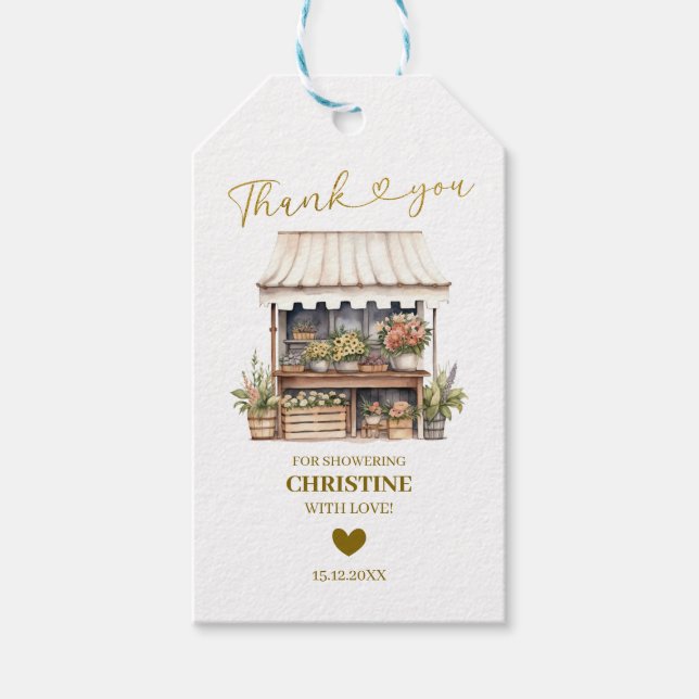 Étiquettes-cadeau Balise Merci minimaliste de la fleur (Devant)