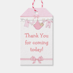 Étiquettes-cadeau Balise Merci pour le Baby shower rose à venir
