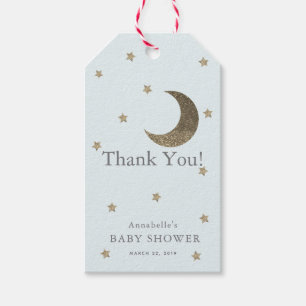 Étiquettes-cadeau Balise Moon & Stars Baby shower bleu Merci GIft