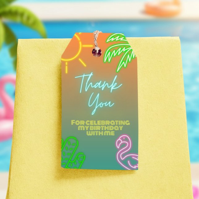 Étiquettes-cadeau Balise Neon Favor Pool Party (Pool Party Neon Favor Tag)