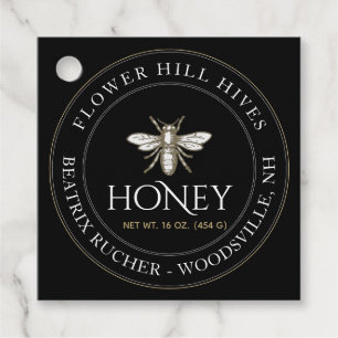 Étiquettes Cadeau Balise Noir avec l'abeille française