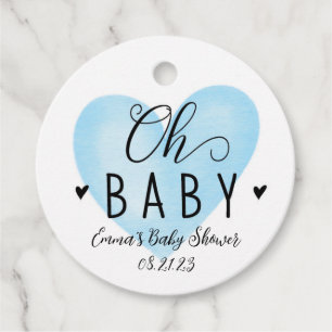 Étiquettes Cadeau Balise Oh Baby Blue Heart Baby shower
