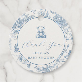 Étiquettes Cadeau Balise Ours en Teddy Toile Bleu