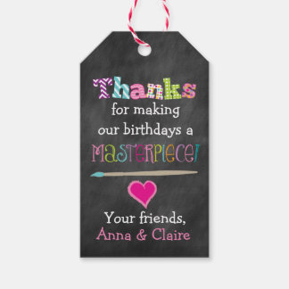 Étiquettes-cadeau Balise Peinture ou Art Anniversaire Favorise
