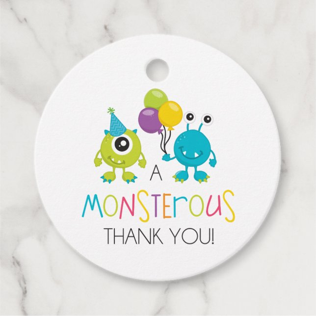 Étiquettes Cadeau Balise Petit Merci Monster (Devant)