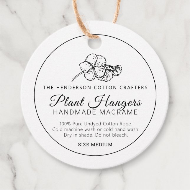 Étiquettes Cadeau Balise produit pour cintres plante en coton maison (Devant)