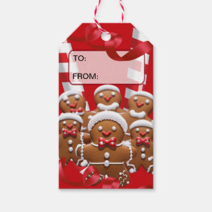 Étiquettes-cadeau Balise Red Gingerbread Hommes/Cadeau