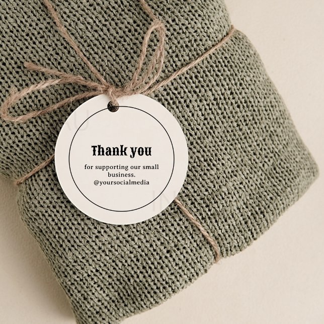 Étiquettes Cadeau Balise Retro Typography Business Logo Merci (Créateur téléchargé)