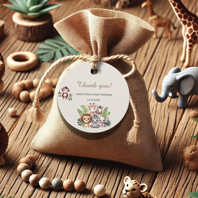 Étiquettes Cadeau Balise Safari Baby shower Merci Favoriser (Créateur téléchargé)
