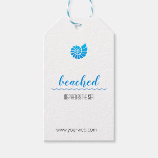 Étiquettes-cadeau Balise Shell Logo Blue Beach Thème White Hang