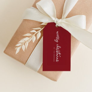 Étiquettes-cadeau Balise Simple Red Merry Christmas avec nom personn