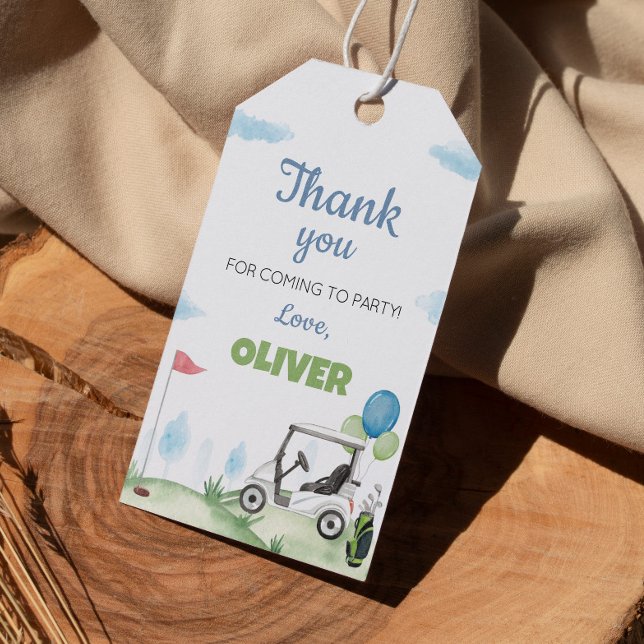 Étiquettes-cadeau Balise Trou En Un Golf Anniversaire Merci (Créateur téléchargé)