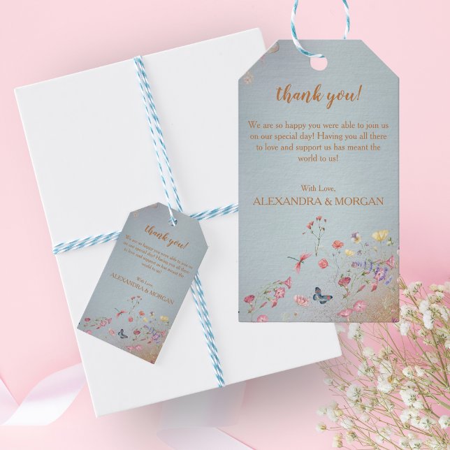 Étiquettes-cadeau Balise Un Fleur sauvage Élégant Bleu Favoriser (Créateur téléchargé)