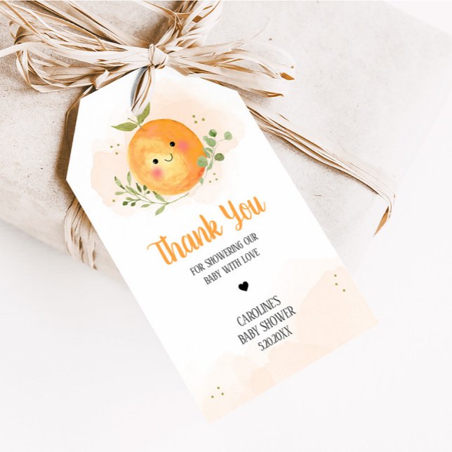 Étiquettes-cadeau Balise Un Petit Citrus Orange Baby shower Favorise (Citrus Orange Little Cutie Baby Shower Favor Tags)