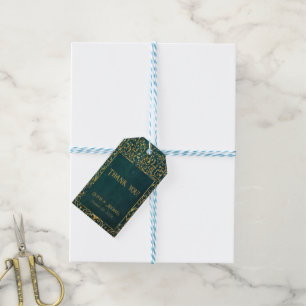 Étiquettes-cadeau balise vintage Dark Green Merci Favoriser