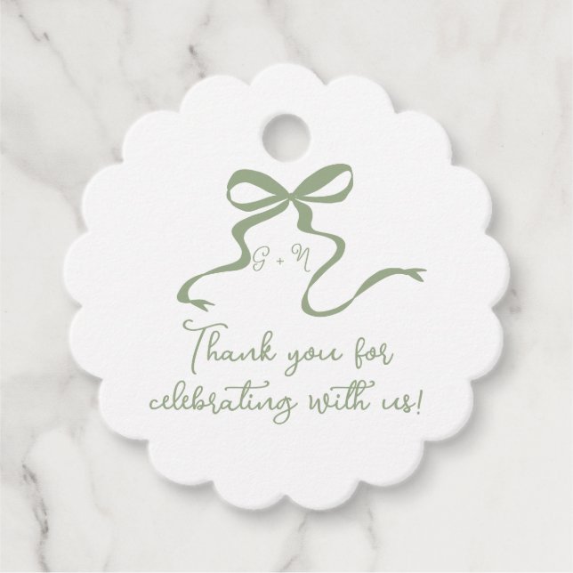Étiquettes Cadeau Balise Whimsical Sage Green Wedding Favor (Devant)